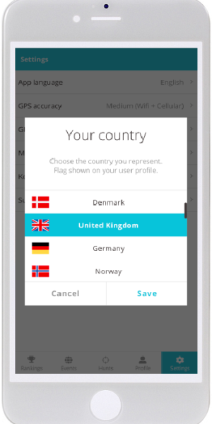 57. Profile - settings - choose country 1